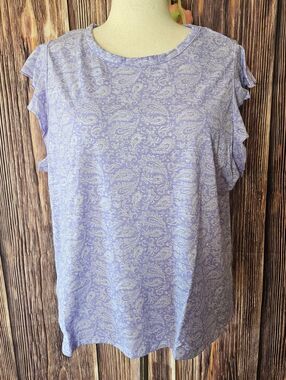 NWT Lee Ruffle Sleeve Printed Tee Plus Size 2X